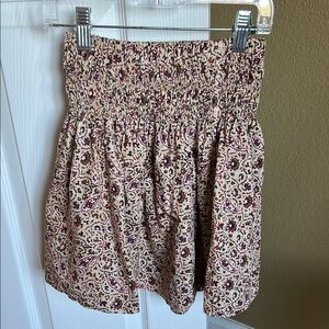 Zara Floral Print Smocked Waist Skirt